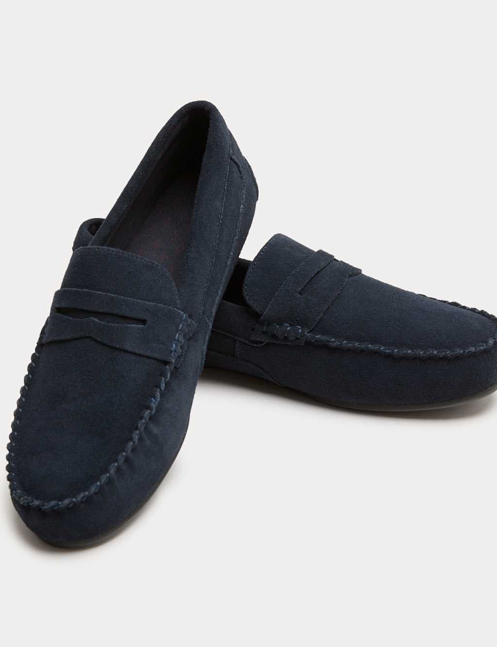 Marks & Spencer M&S Suede Moccasin Slippers with Freshfeet™ Navy