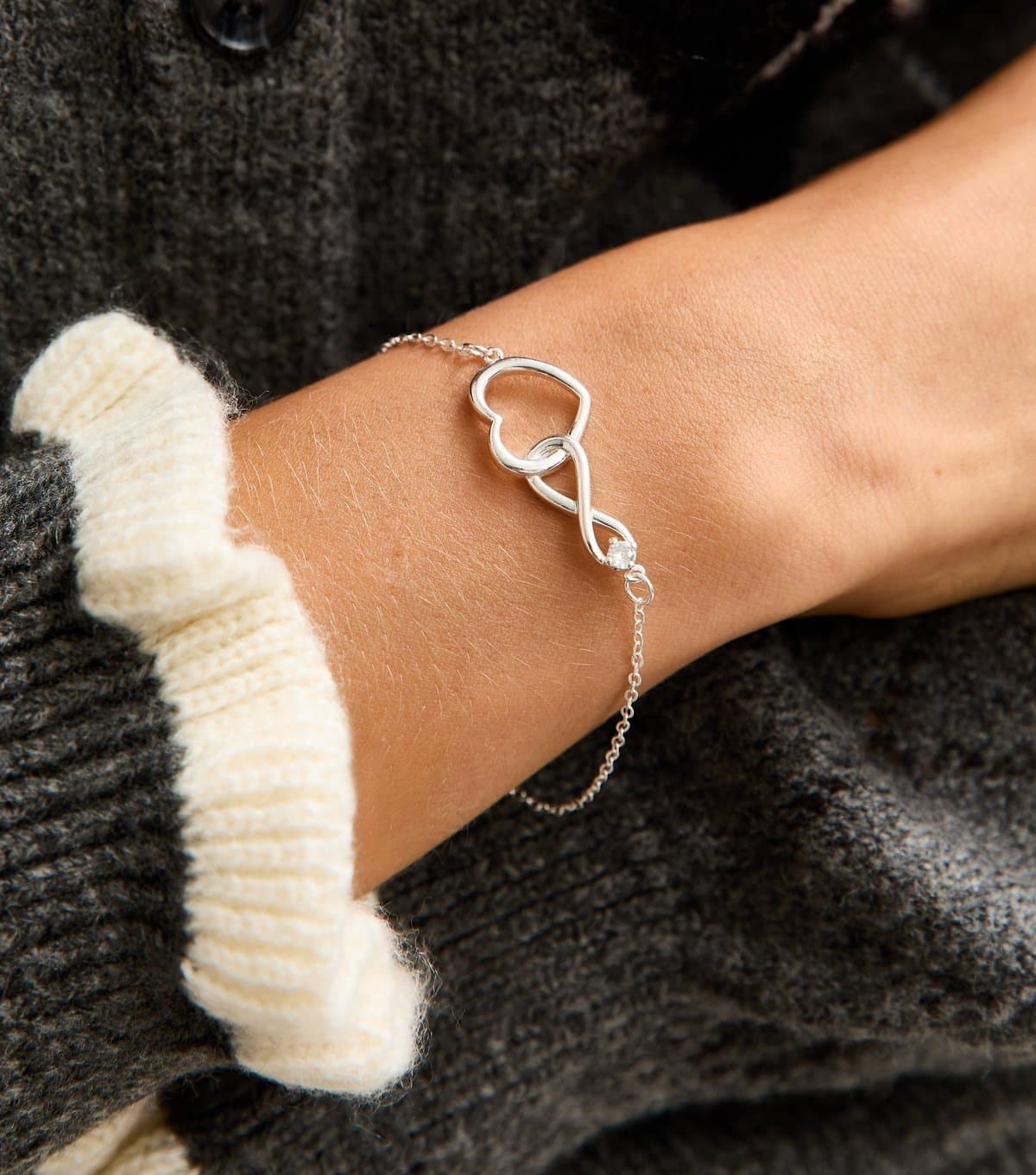 New Look Silver Tone Infinity Heart Bracelet New Look