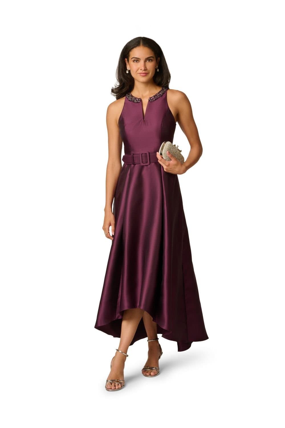 Adrianna Papell Adrianna Papell Women's Mikado High Low Dress in Purple