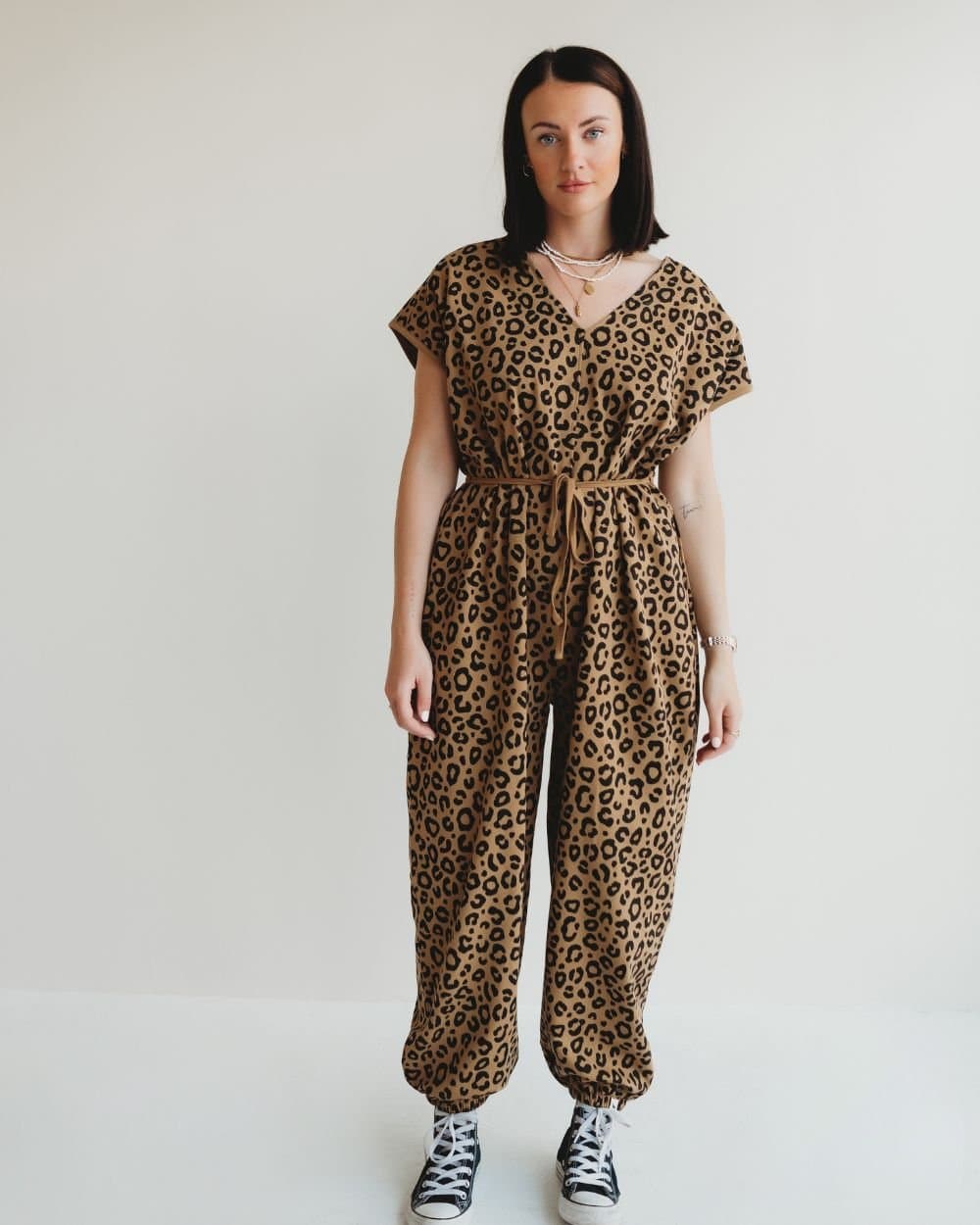 Turtledove London Turtledove London Women's Rita Brown Animal Print Tie Waist Jumpsuit