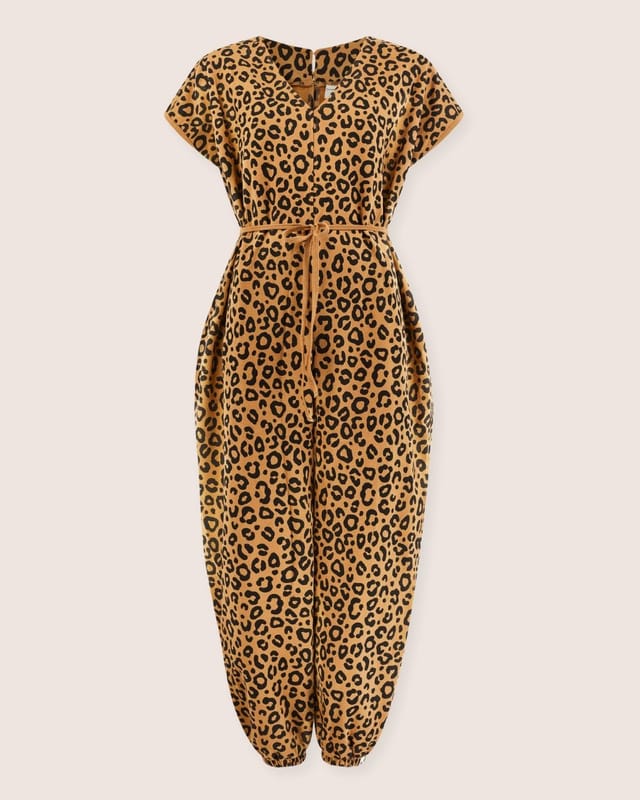 Turtledove London Turtledove London Women's Rita Brown Animal Print Tie Waist Jumpsuit - 2