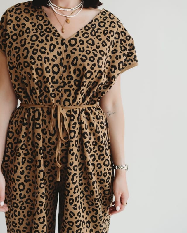 Turtledove London Turtledove London Women's Rita Brown Animal Print Tie Waist Jumpsuit - 3