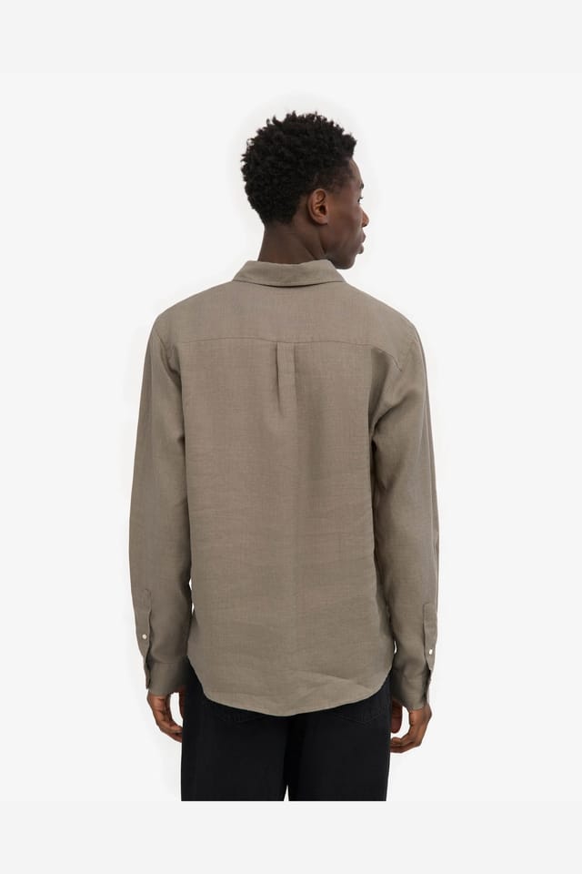 Colourful Standard Colourful Standard Men's Long Sleeve Collared Slim Fit Shirt In Beige in Taupe - 3