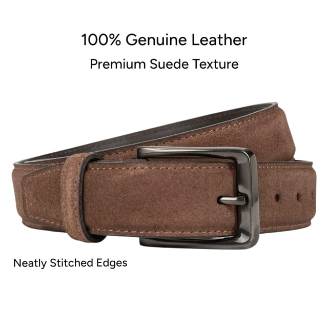Woodland Leathers Woodland Leathers Men's Men's Genuine Leather Suede Belt in Brown - 3