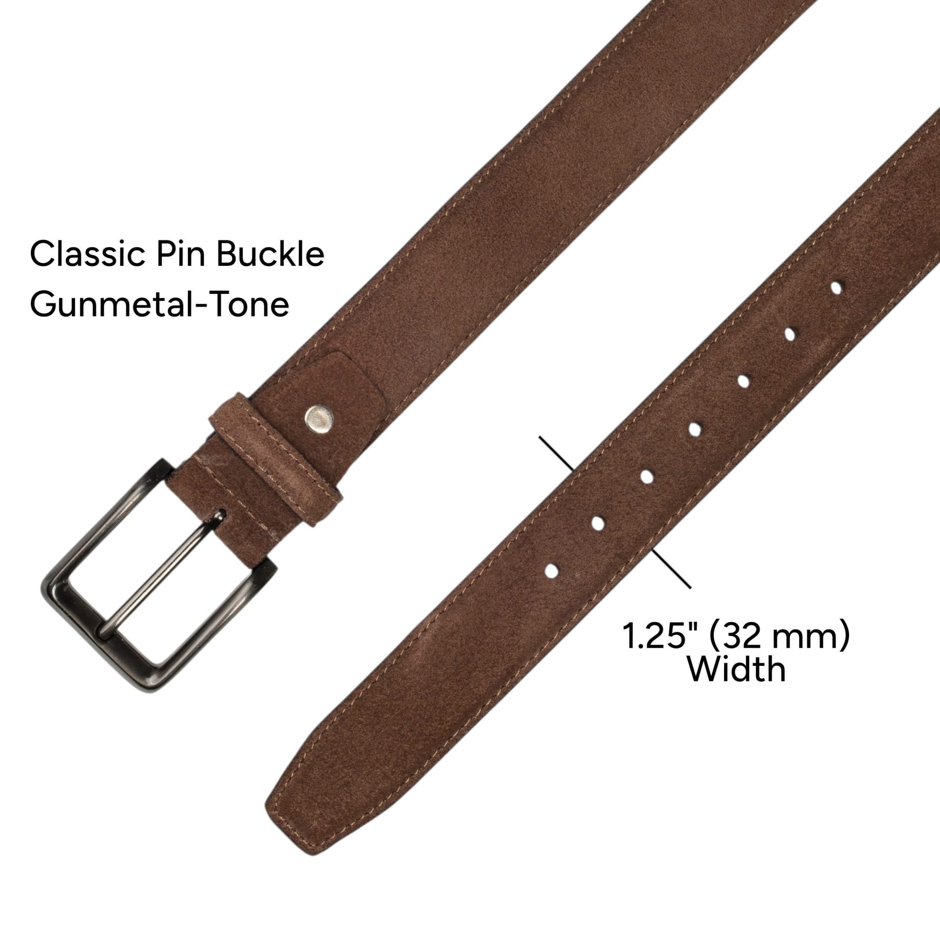 Woodland Leathers Woodland Leathers Men's Men's Genuine Leather Suede Belt in Brown - 4