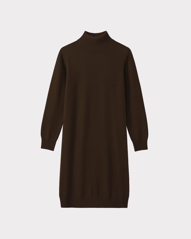 Kettlewell Kettlewell Women's Turtle Neck Knitted Dress in Dark Brown - 2