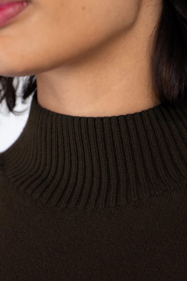 Kettlewell Kettlewell Women's Turtle Neck Knitted Dress in Dark Brown - 3