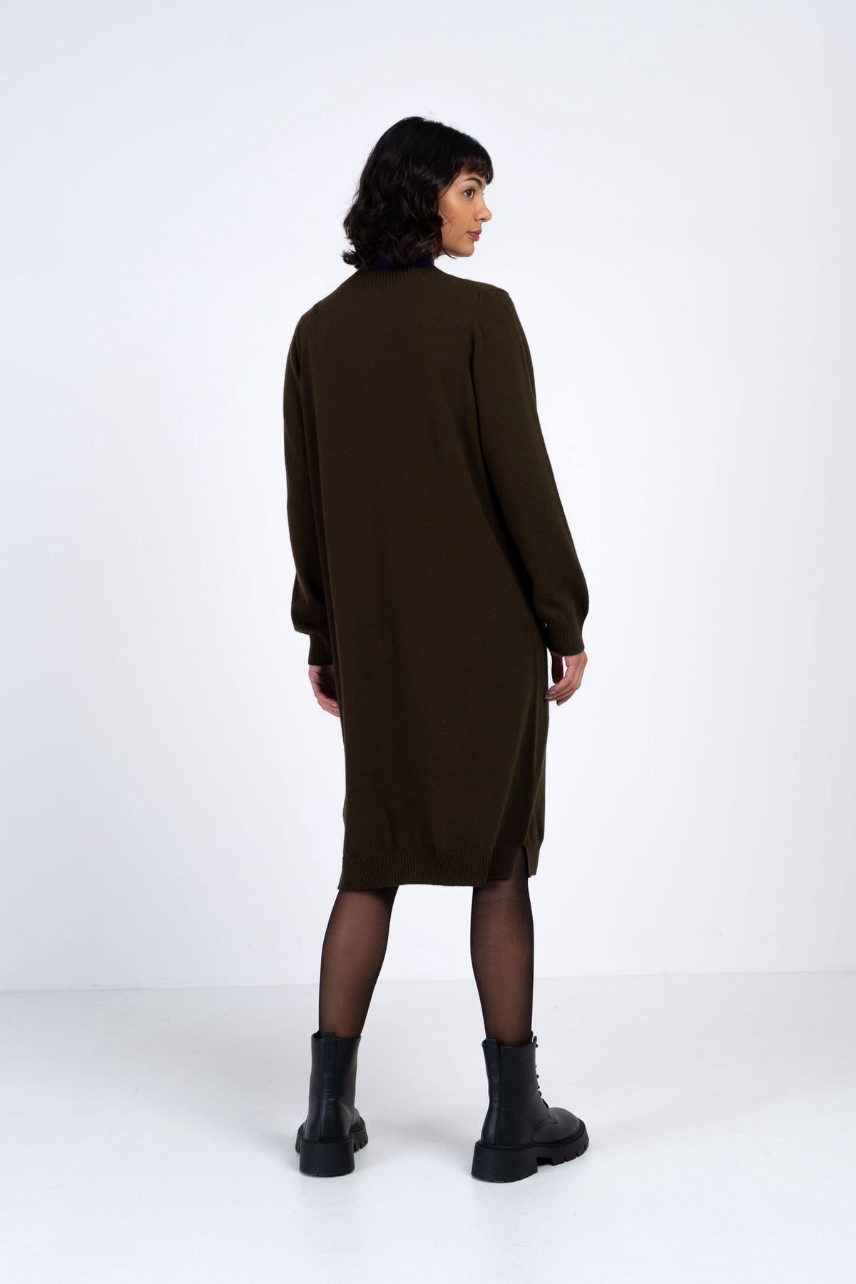 Kettlewell Kettlewell Women's Turtle Neck Knitted Dress in Dark Brown - 4