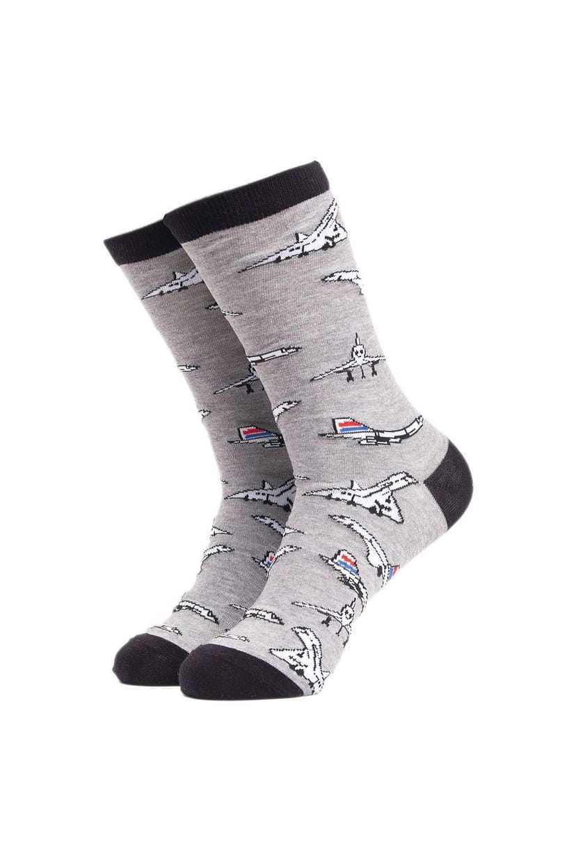 Soctopus Soctopus Men's Car Pattern Novelty Cotton Socks in Silver - 1
