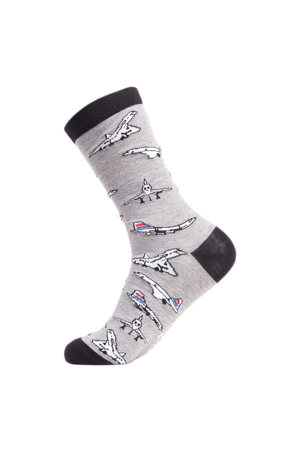 Soctopus Soctopus Men's Car Pattern Novelty Cotton Socks in Silver - 2
