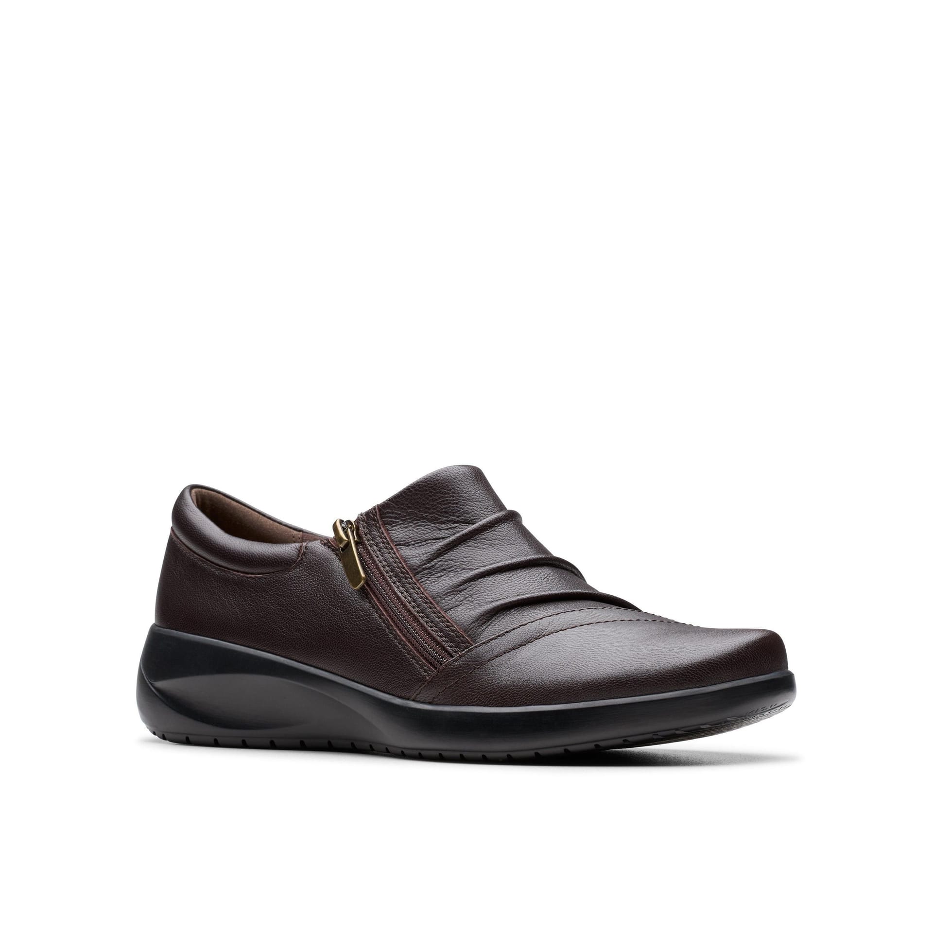 Clarks Clarks Women's Kaetlyn Mila Chocolate Leather Loafers, Slip Ons in Brown - 4