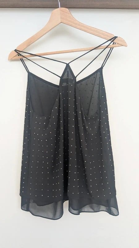 New Look Black Studded Sheer Cami Top