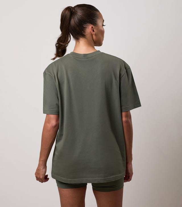 Gym King Women's Light Khaki Logo Embroidered Boyfriend Fit T-Shirt Gym King New Look - 3