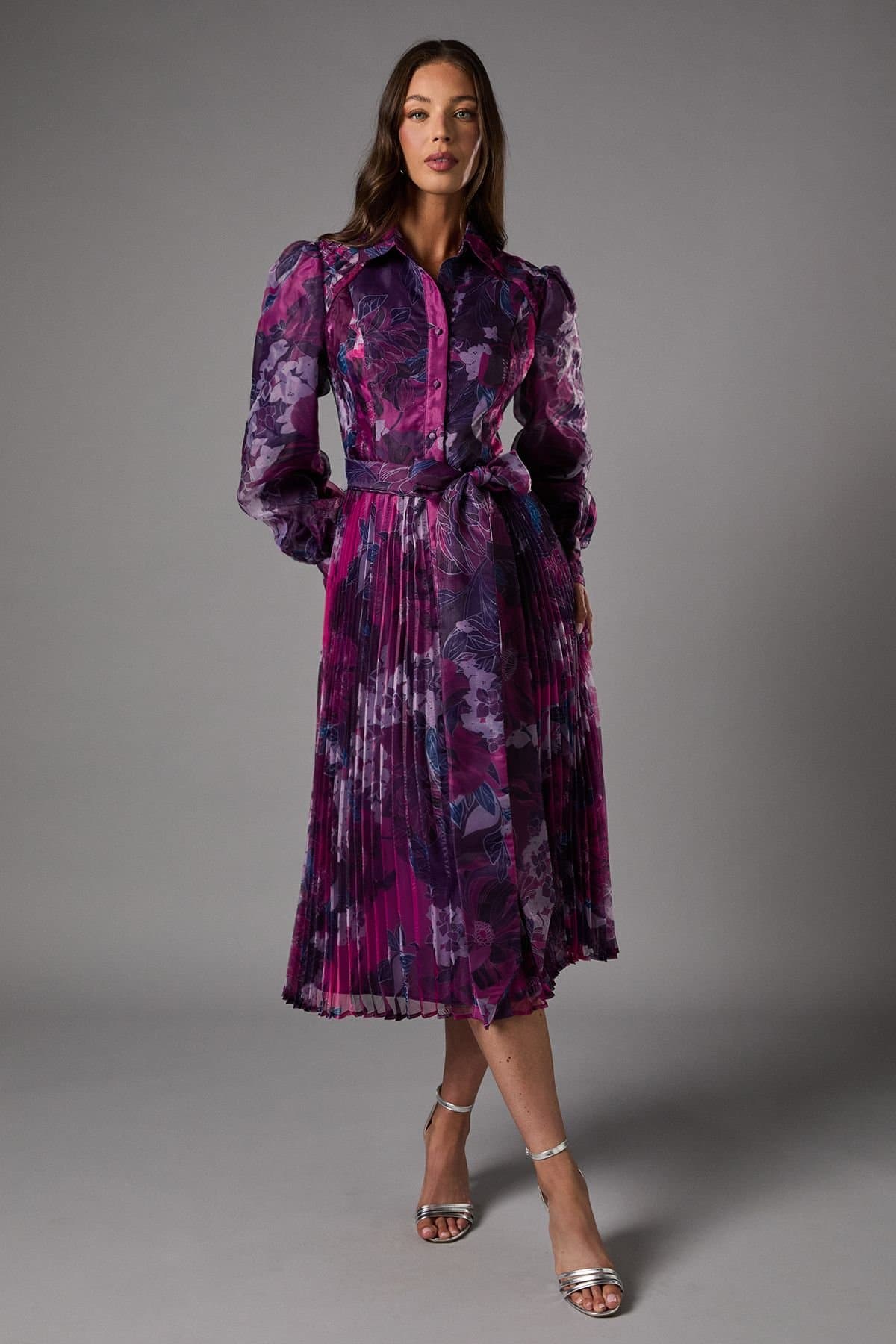 Coast Coast Women's Organza Printed Shirt Dress in Purple