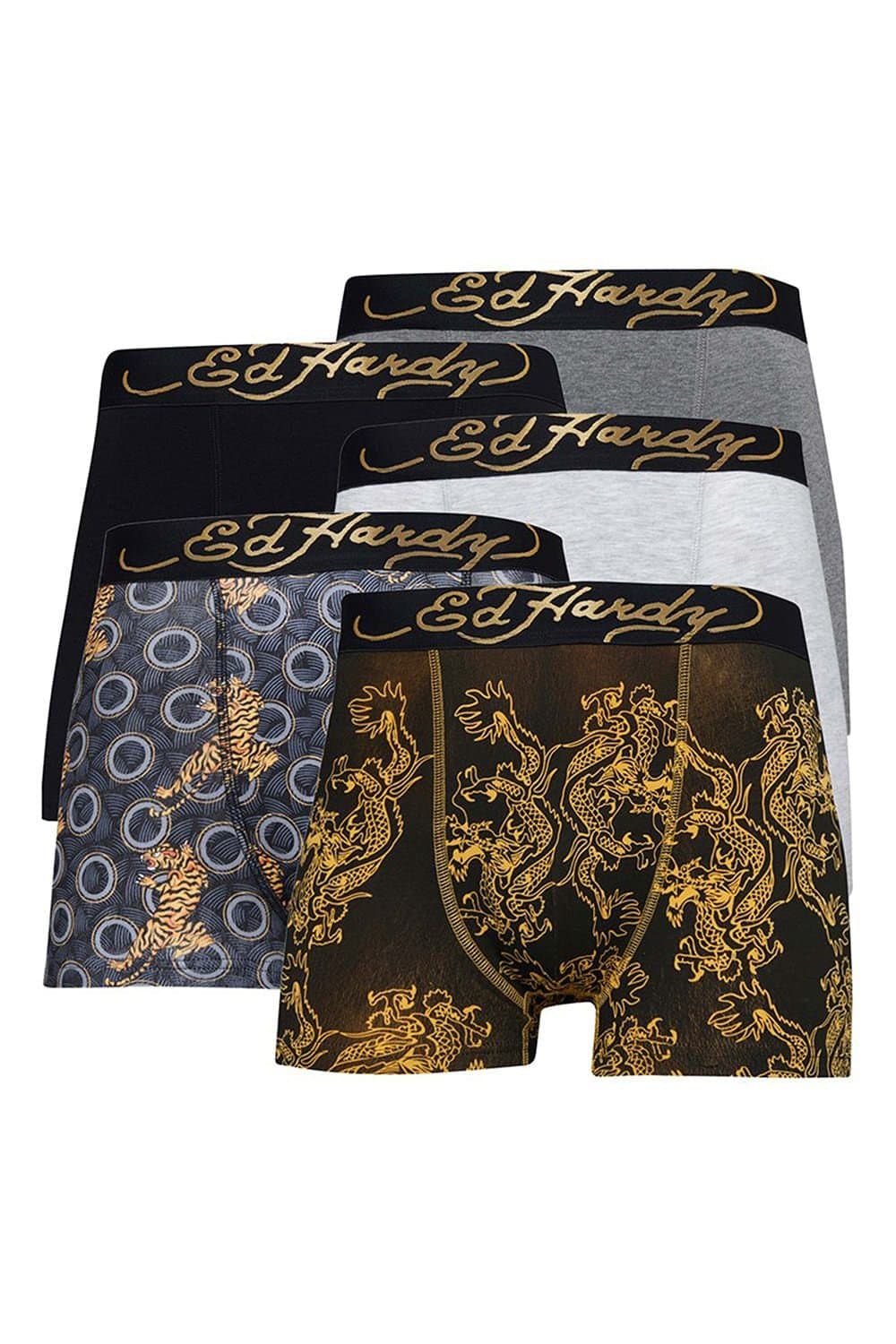 Ed Hardy Ed Hardy Men's 5 Pack Cotton Breathable Boxers Underwear - Carno Collection