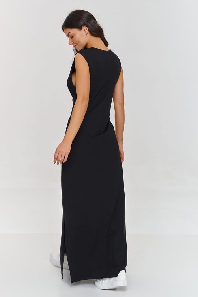 Love Lace Love Lace Women's Round Neck Tie Waist Lightweight Maxi Dress in Black - 2