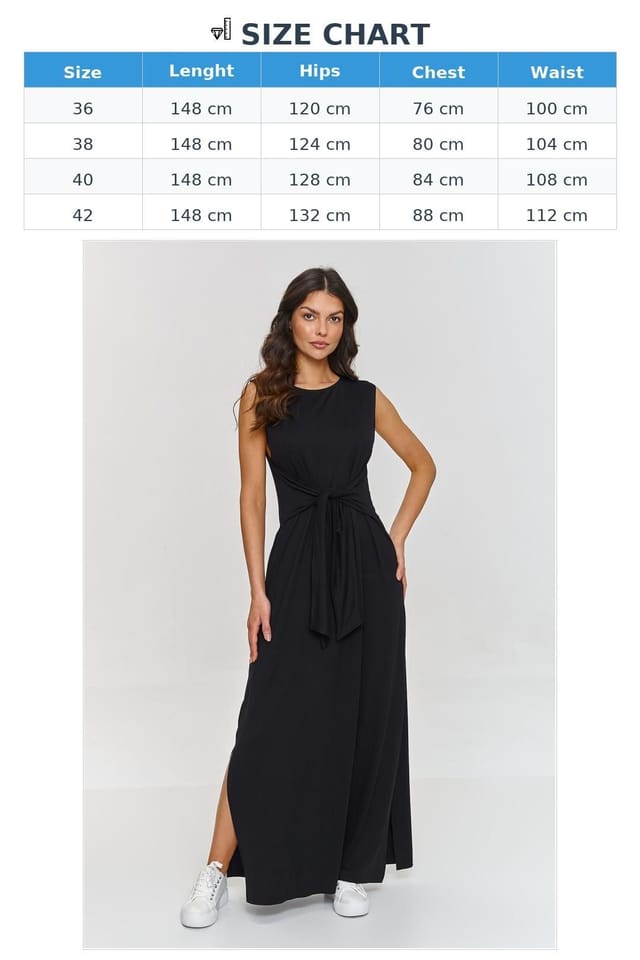 Love Lace Love Lace Women's Round Neck Tie Waist Lightweight Maxi Dress in Black - 3