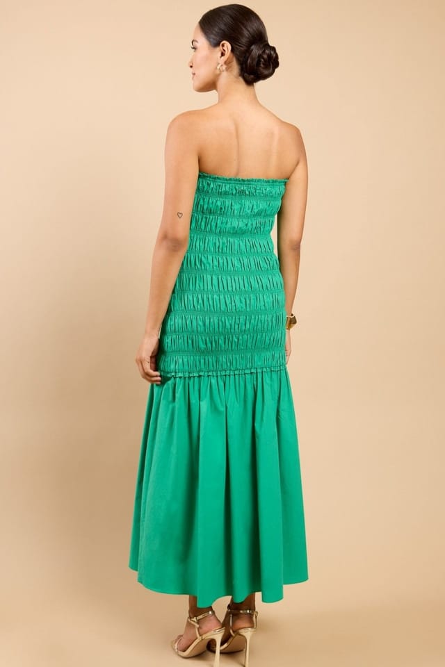 Little Mistress Little Mistress Women's Green Bandeau Dropped Waist Maxi Dress by Vicky Pattison - 2