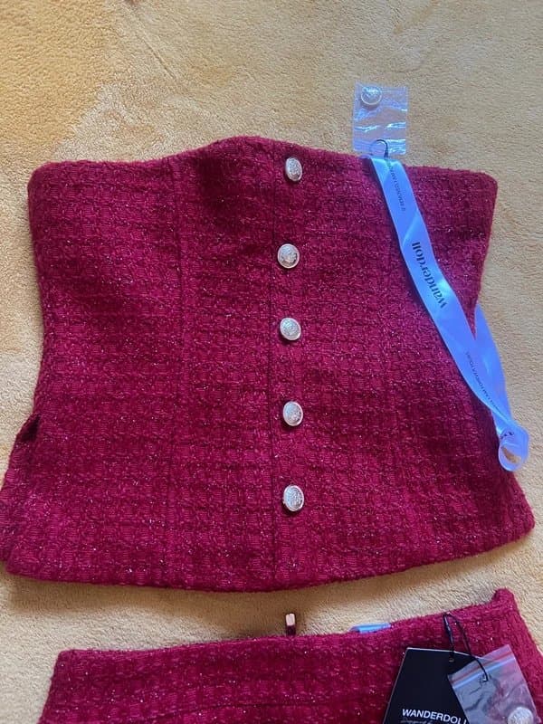 Wanderdoll Wanderdoll Noel boucle corset top and skirt