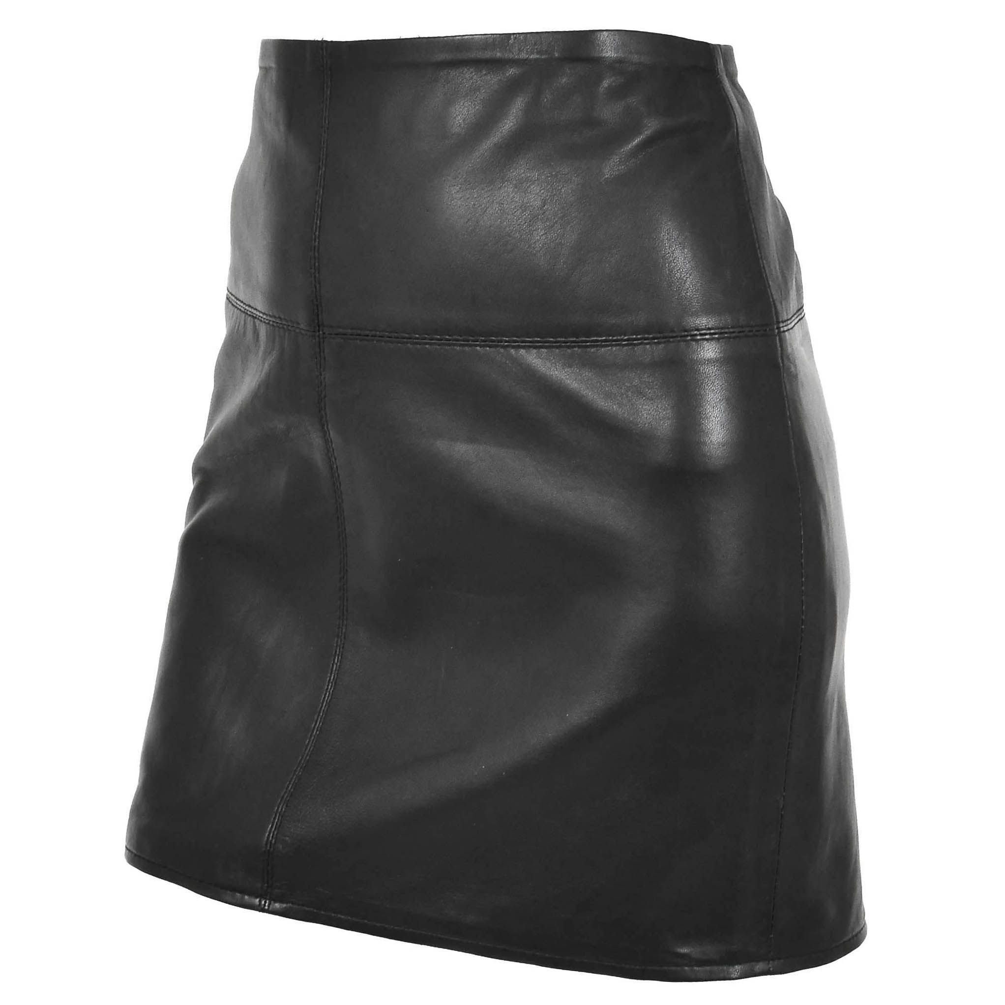 House of Leather House of Leather Women's Womens Real Leather Mini Skirt SKT5 Black - 4