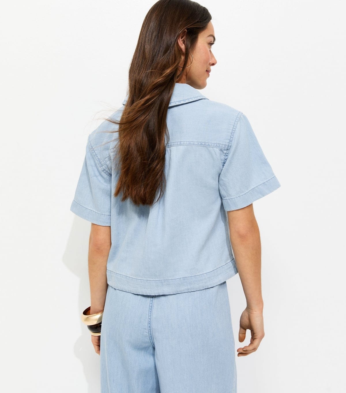 New Look Women's Petite Light Blue Denim Short Sleeve Boxy Shirt New Look - 4