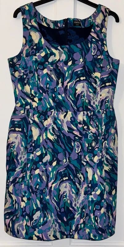 Oasis Ladies Blue Floral Sleeveless Oasis Dress Size 14 - Fantastic Condition