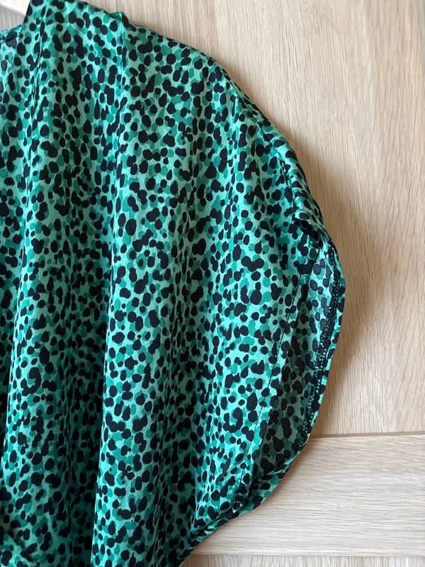 New Look New Look Tall Satin Wrap Style Midi Dress – Green Leopard Print size 14