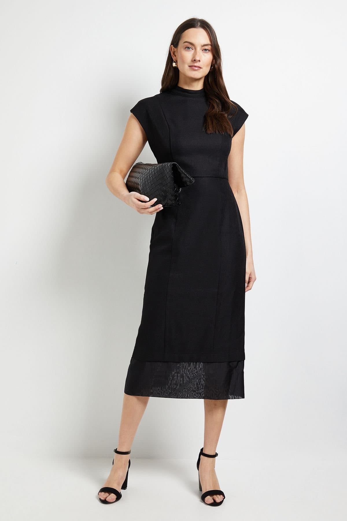 Principles Principles Women's Formal Organza Cap Sleeve Pencil Dress in Black