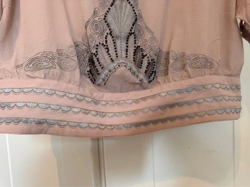 Vintage Dressing Vintage UK 12 Embellished Pink Boho Blouse Beaded Embroidered Sheer Festival Top Beach cover up