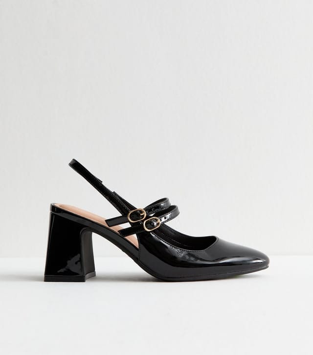 New Look Women's Black Block Heel Mary Jane Shoes Vegan New Look - 2