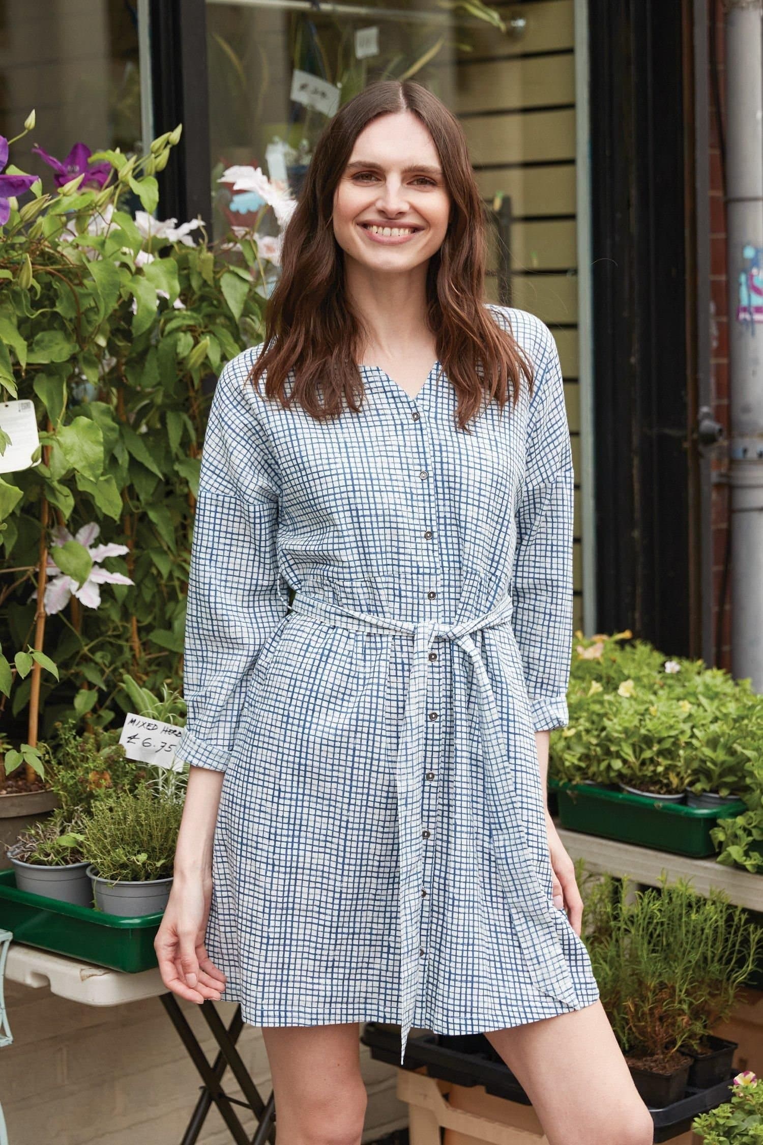 Nomads Clothing Nomads Clothing Women's Cotton Check Tunic Shirt Dress in White