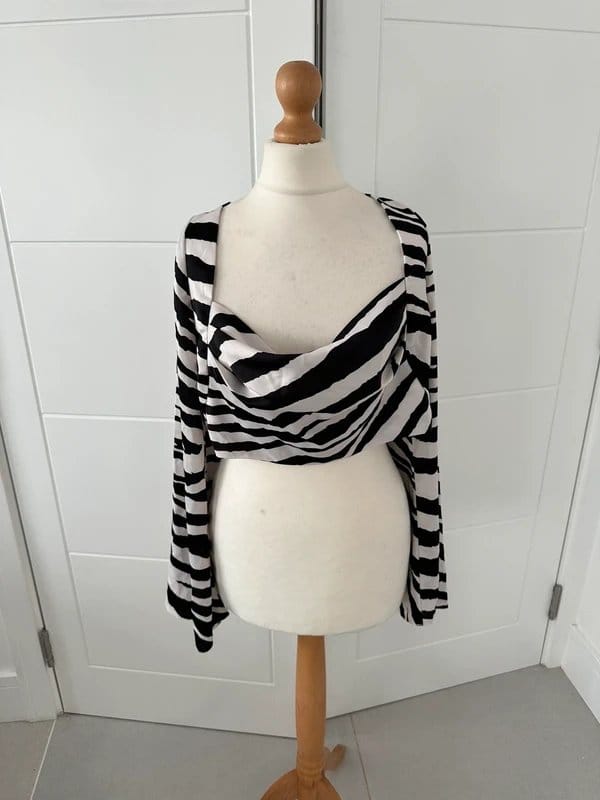 ASOS Luxe Black & White Satin Cowl Neck Going Out Crop Top