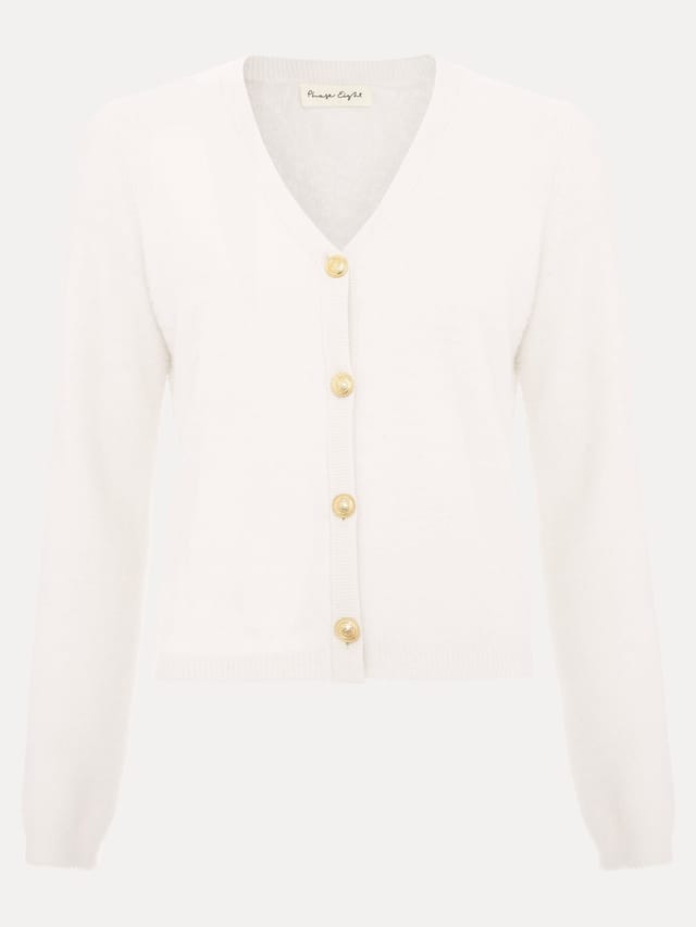 Phase Eight Phase Eight Women's Mindy Fluffy Knit V Neck Cardigan in Off-White - 2