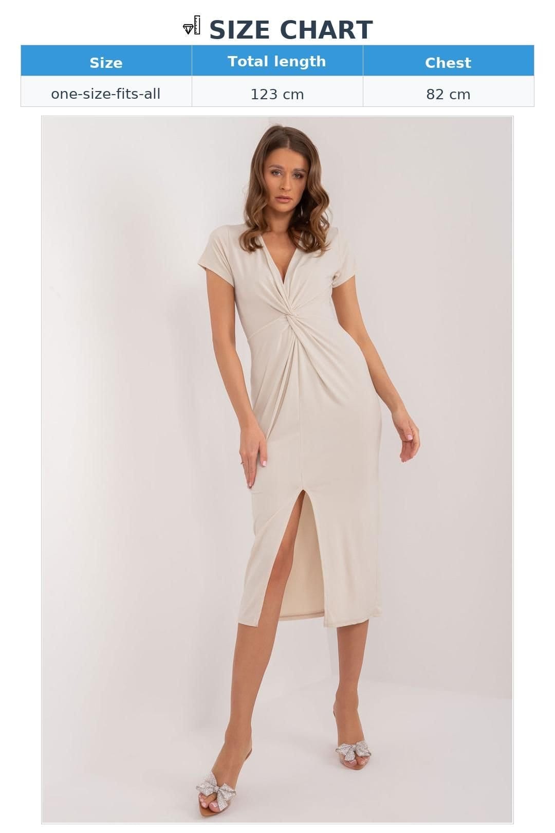Love Lace Love Lace Women's Heart Neck Creased Pencil Midi Day Dress in Beige - 4