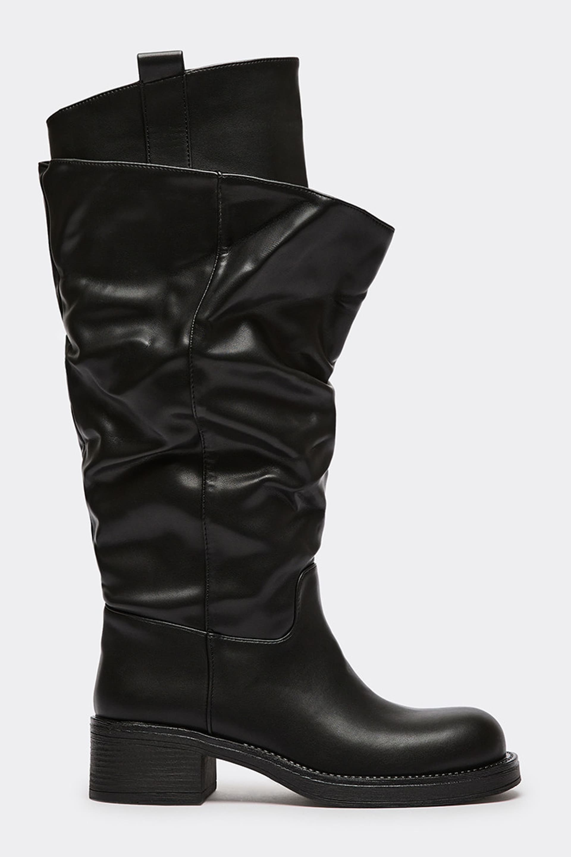 EGO EGO Women's Knee High Layered Faux Leather Block Heel Boots in Black