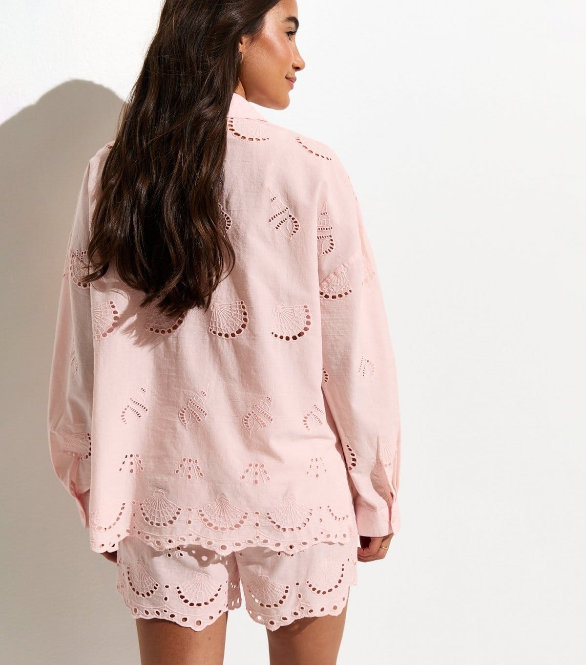 New Look Women's Light Pink Shell Cutwork Beach Shirt New Look - 4