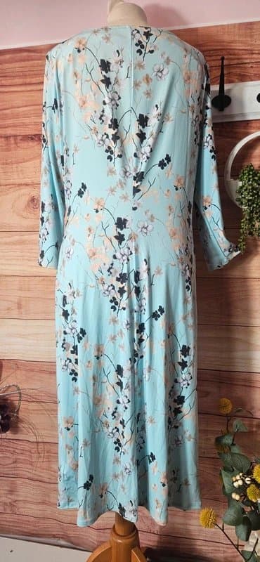 Damart Beautiful vintage damart duck egg floral dress size 14