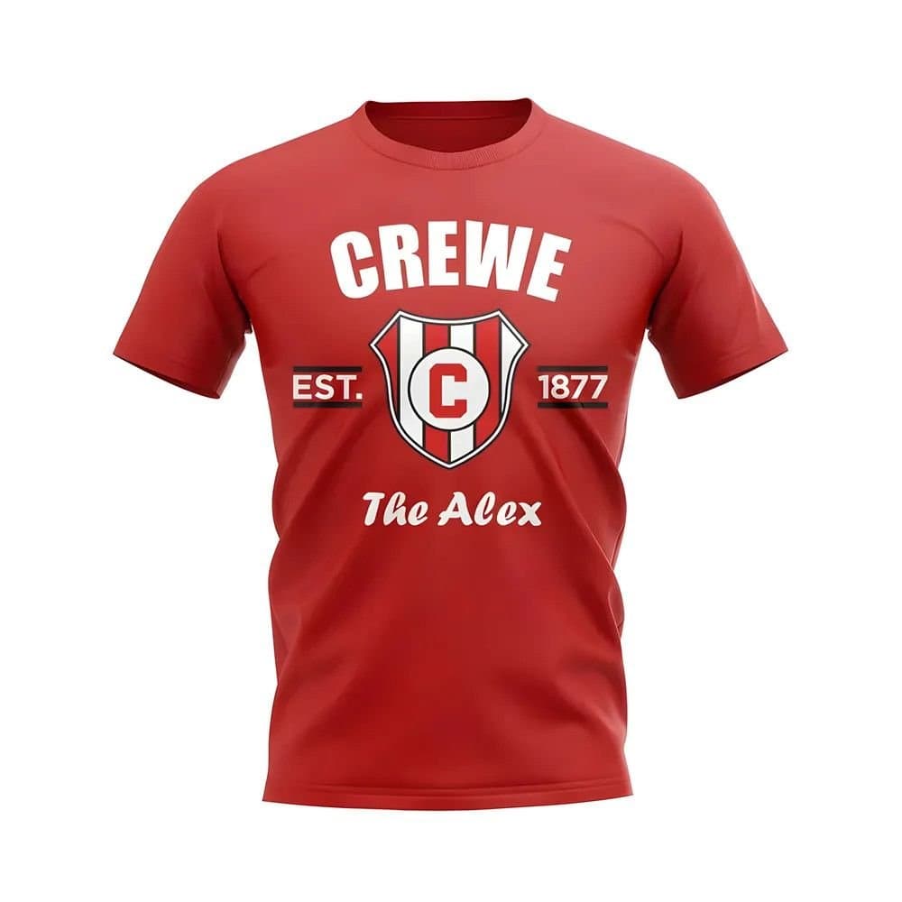 Crewe Crewe Men's Personalised Established Football T-Shirt in Red