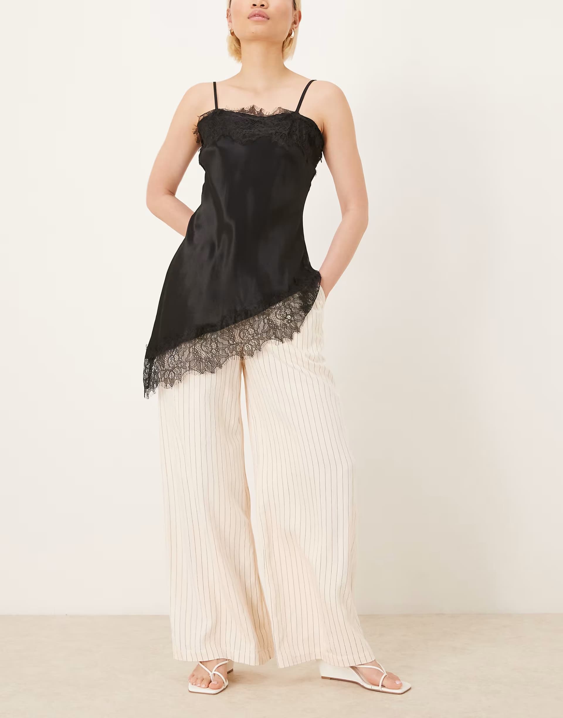 ASOS Nobody's Child Kerry trousers in cream co-ord