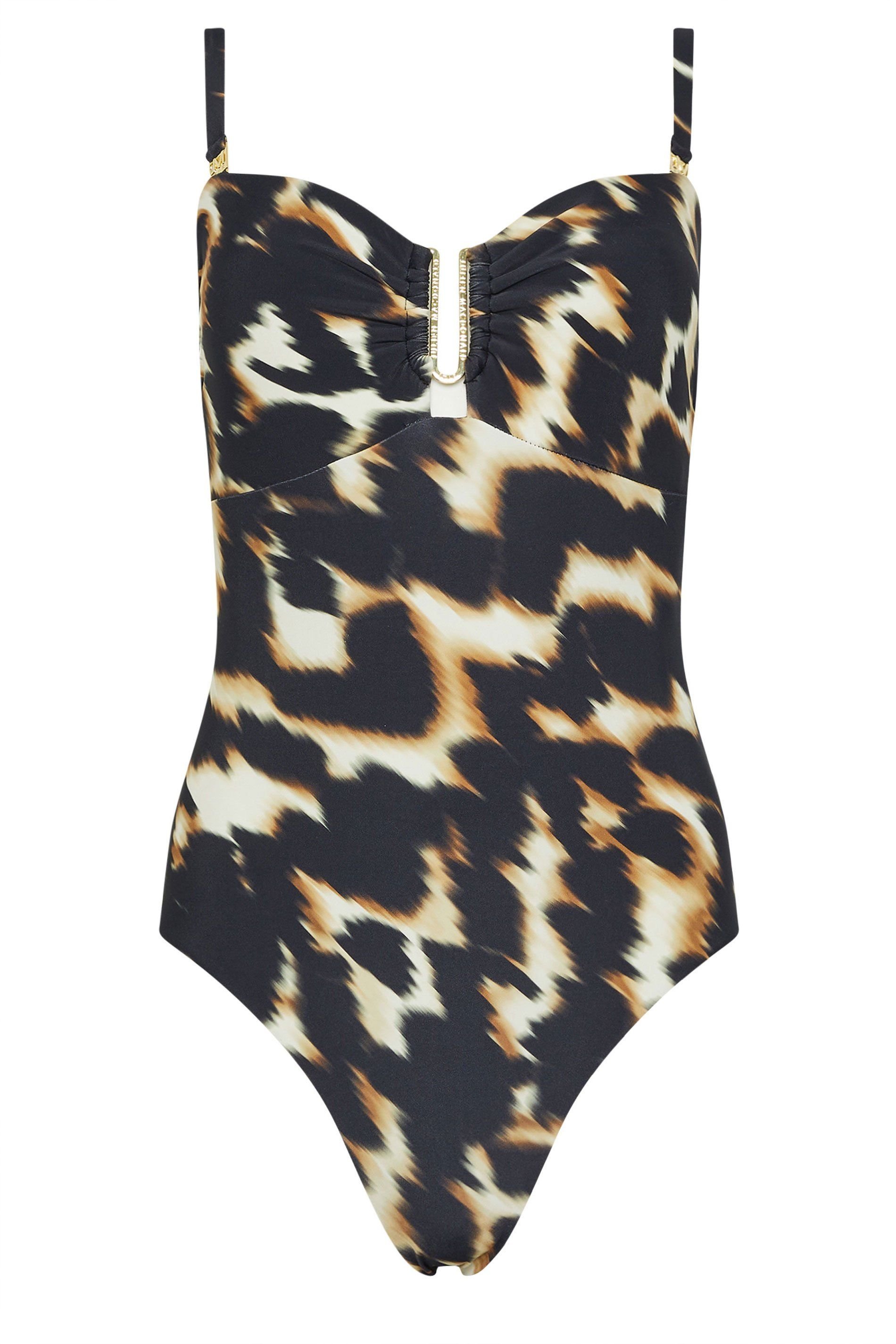 Star By Julien Macdonald Star by Julien Macdonald Women's Leopard Print Tummy Control Swimsuit in Black - 2