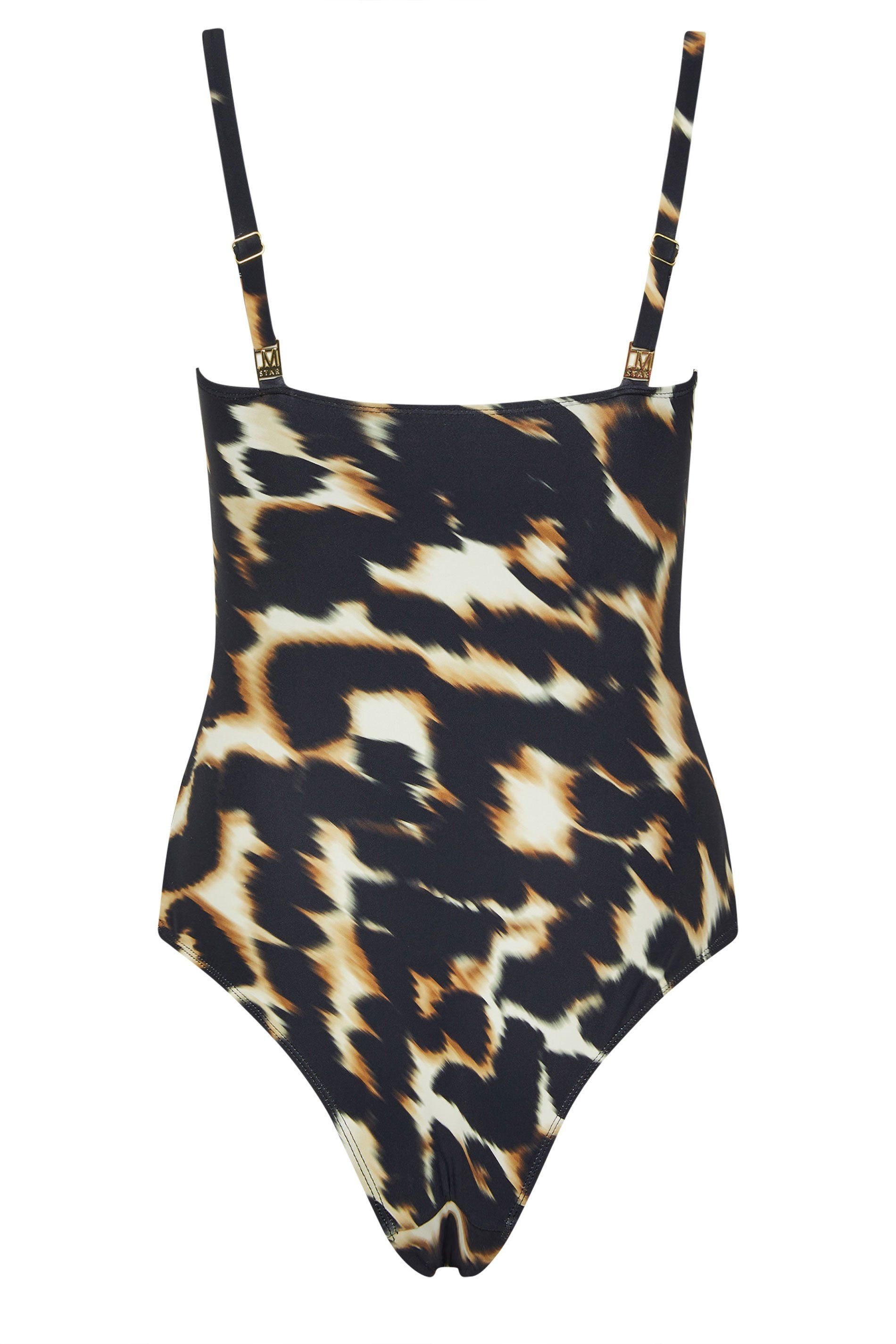 Star By Julien Macdonald Star by Julien Macdonald Women's Leopard Print Tummy Control Swimsuit in Black - 3
