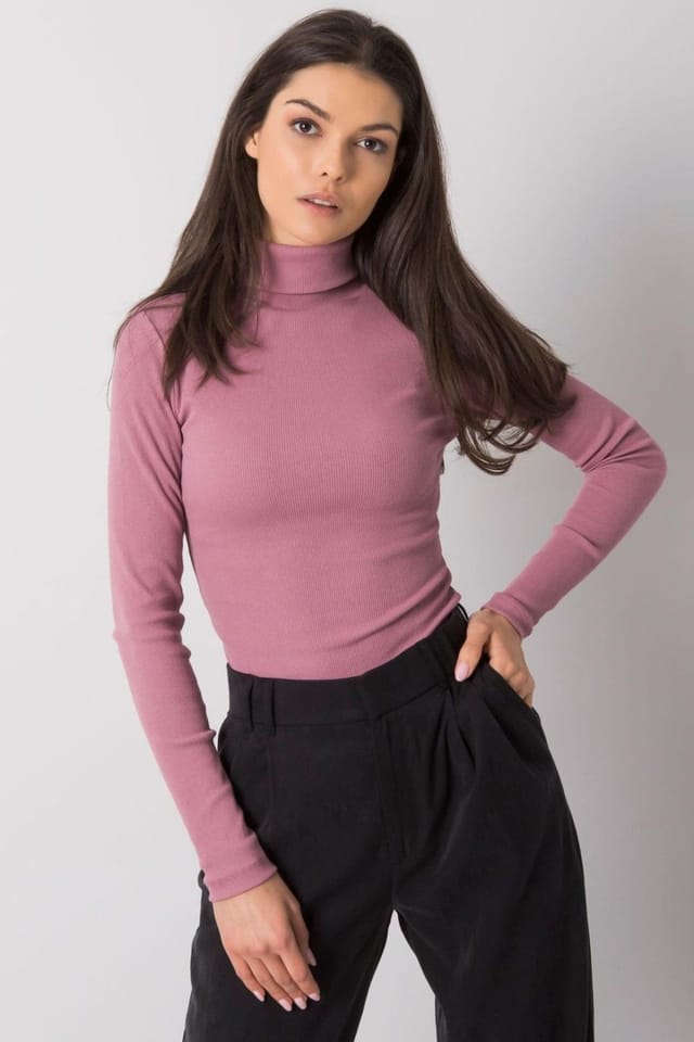 Love Lace Love Lace Women's One Color Fitted Long Sleeve Turtleneck Style 174728 in Pink - 2