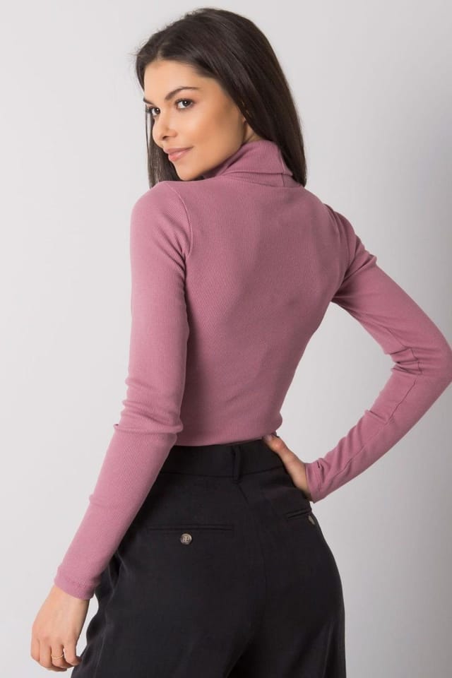Love Lace Love Lace Women's One Color Fitted Long Sleeve Turtleneck Style 174728 in Pink - 3