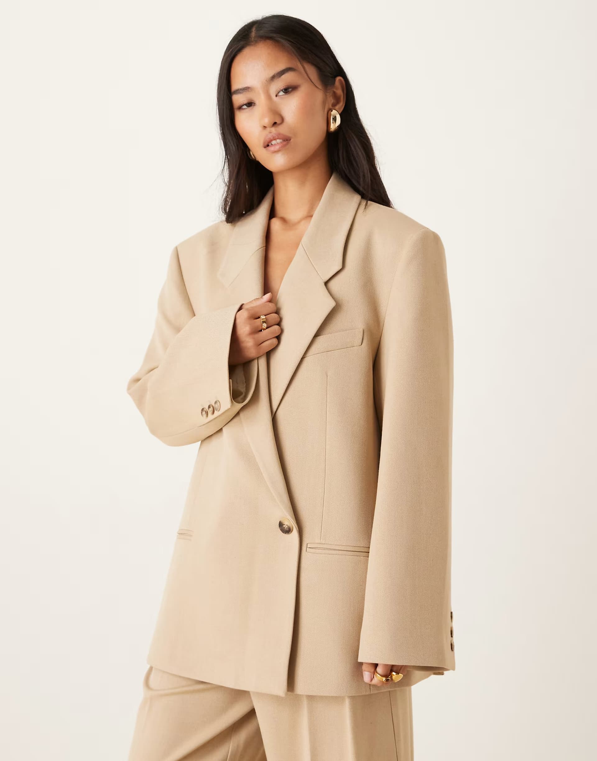 ASOS ASOS Textured Oversized Blazer In Sand