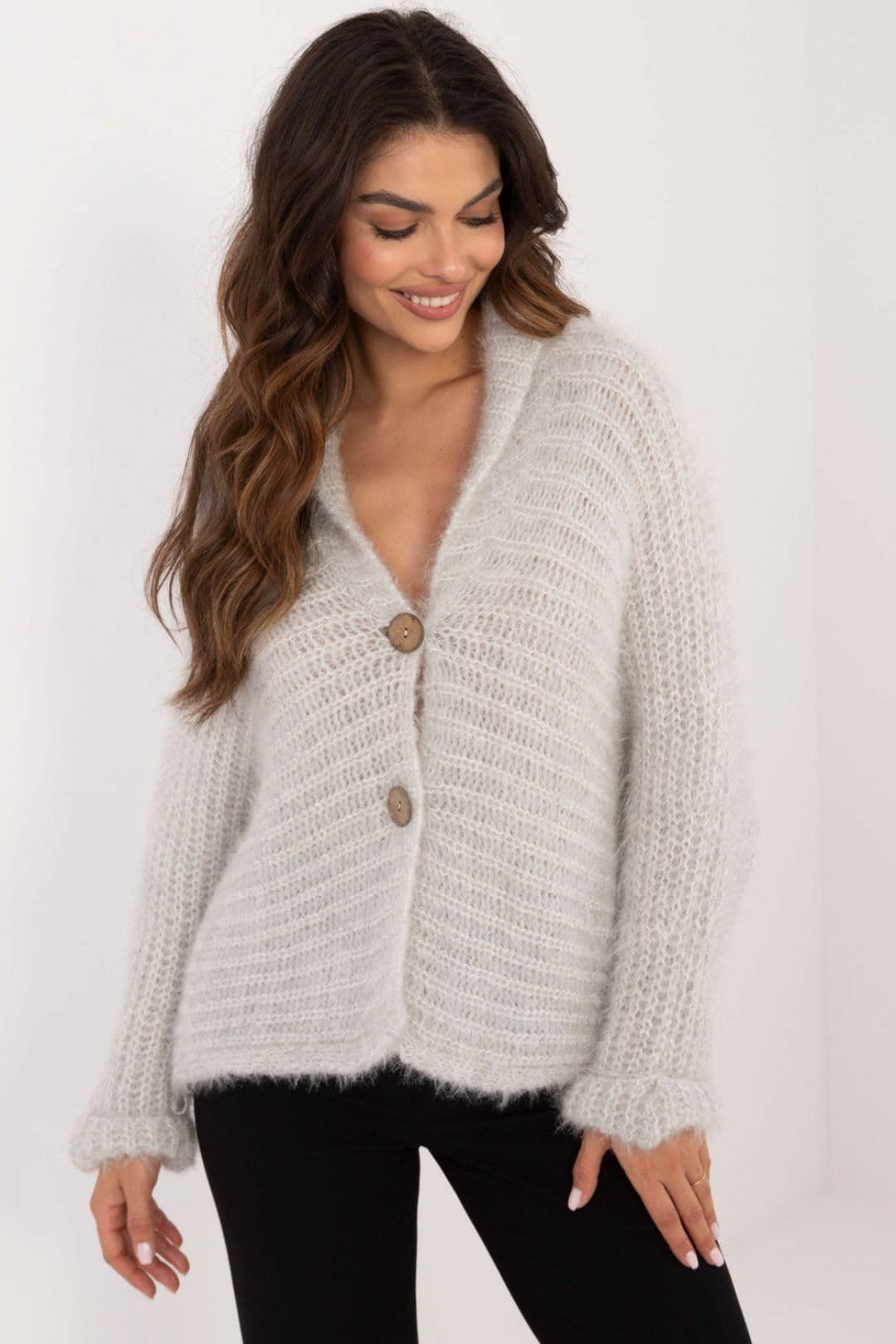Love Lace Grey Heart Neck Cardigan Sweater