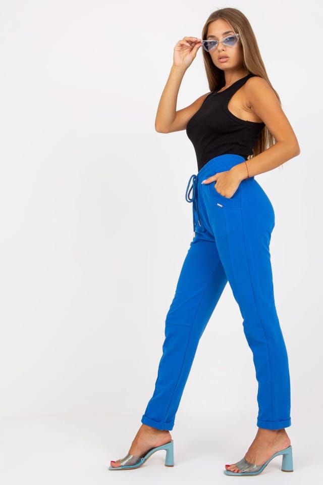 Love Lace Love Lace Women's High Waisted Sweatpants with Side Pockets in Blue - 3