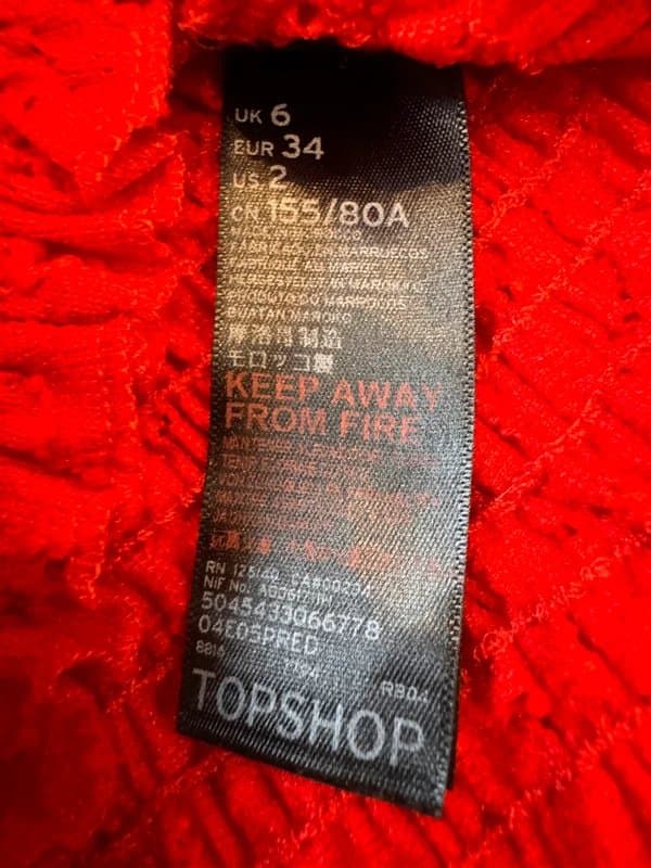 Topshop Topshop size 6 red off the shoulder crop smock top puff sleeve