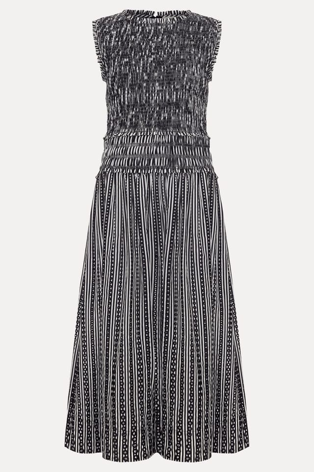 Phase Eight Phase Eight Women's Chiara Smocked Stripe Midi Dress in Black - 2