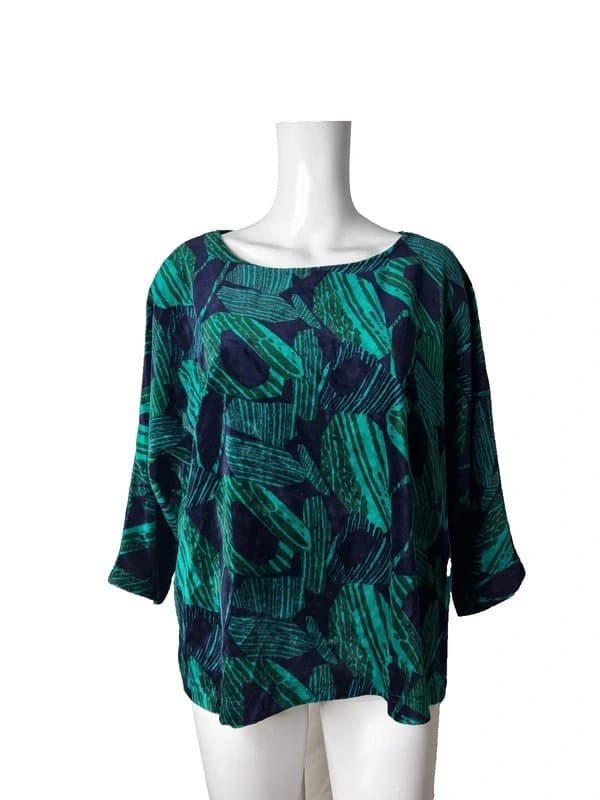 Adini Adini Cotton Velvet Top T-Shirt Size M/L Nvy Pattern Womens NEW EU 40/44 RRP £81