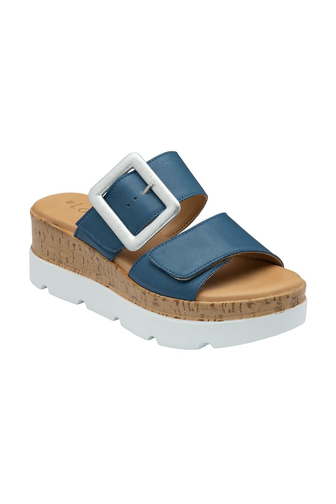 Lotus Lotus Women's Blue Leather Mule Sandals